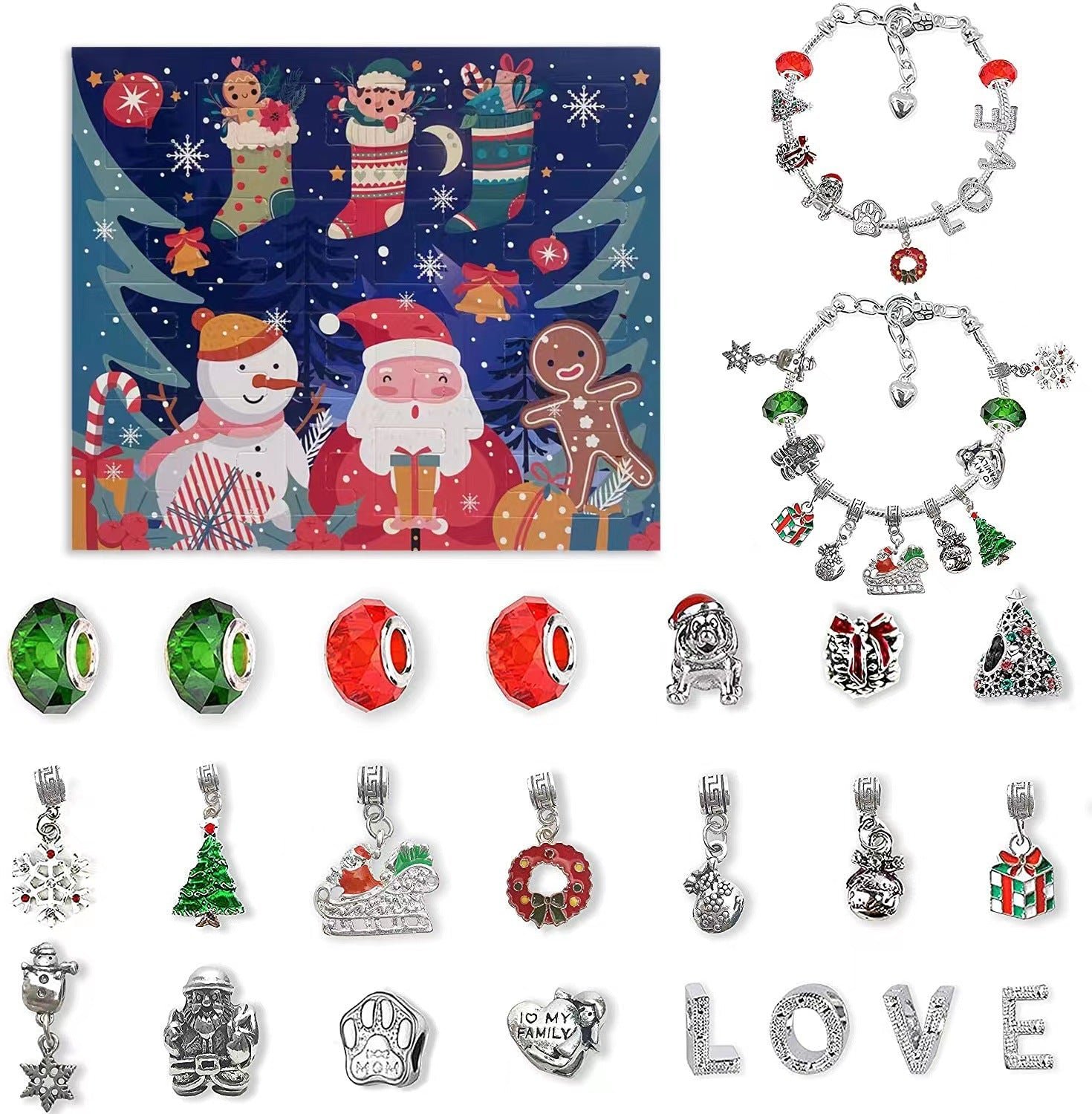 🔥Last 4 hours 49% OFF🌲 -DIY 24 Days Christmas Countdown Calendar Bracelets Set