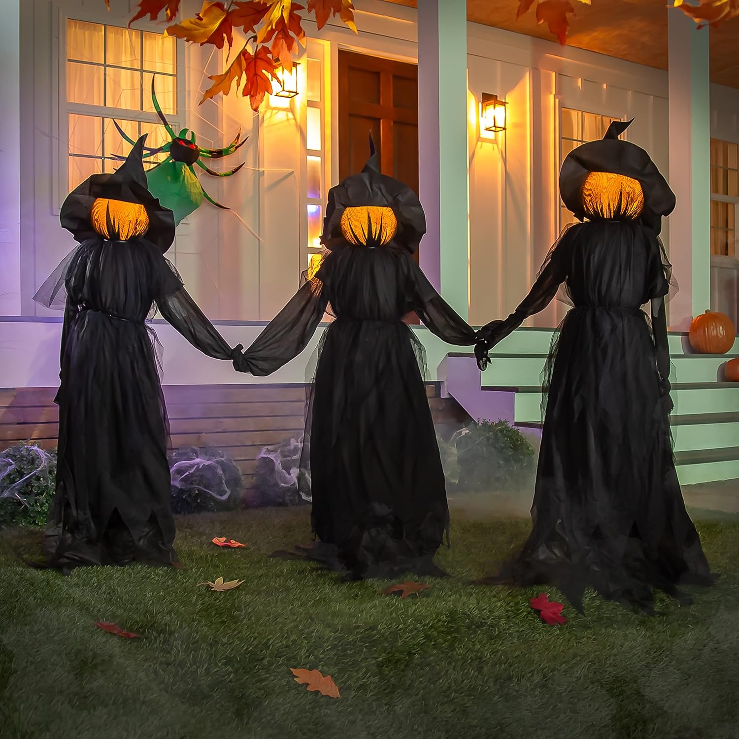 🔥Limited time offer 49%👍3 Pcs LED Halloween Black Witches with Hats Stakes,🎁Halloween Gift