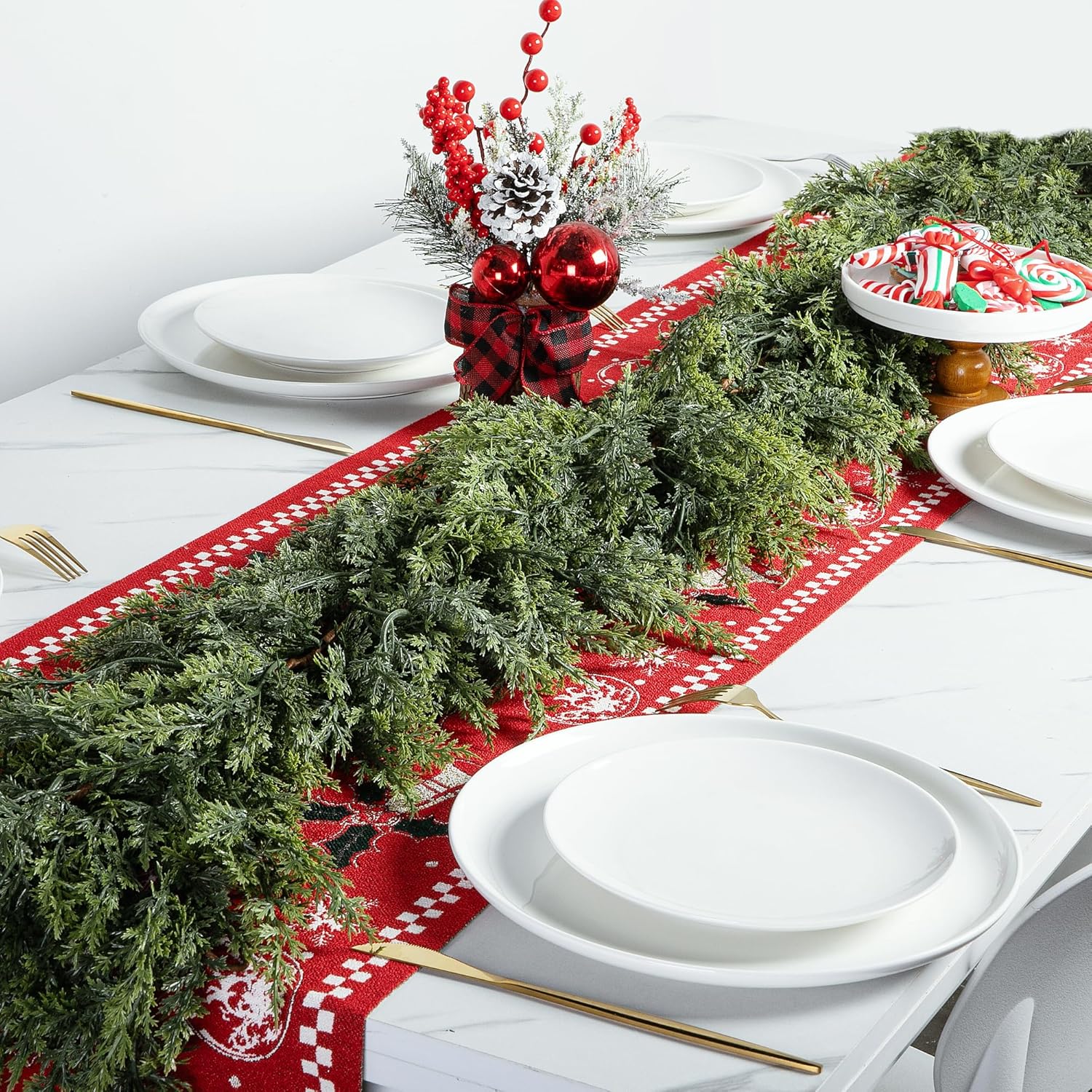 🎁TikTok Last Day Sale - 70% OFF🔥6 Ft 2Pcs Realistic Artificial Cedar Pine Garland