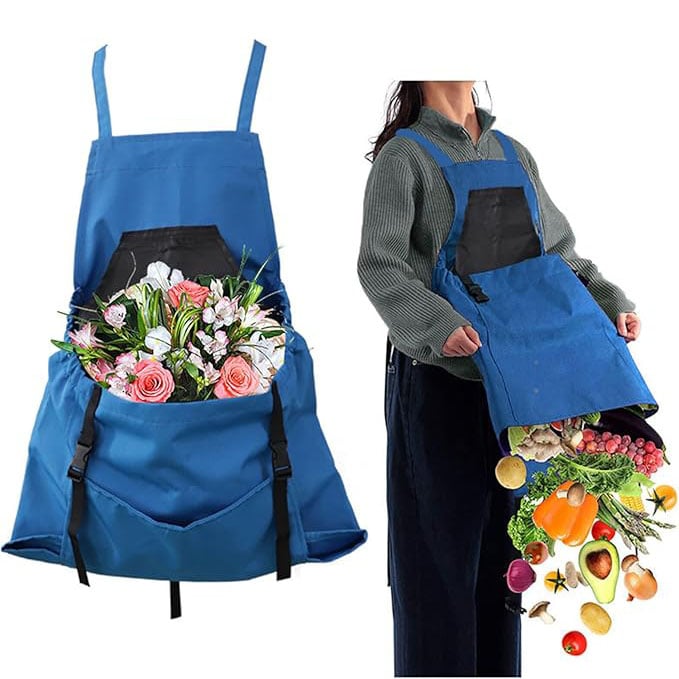 🌻Gartenschürze mit gekreuztem Rücken und tiefen Känguru-Taschen