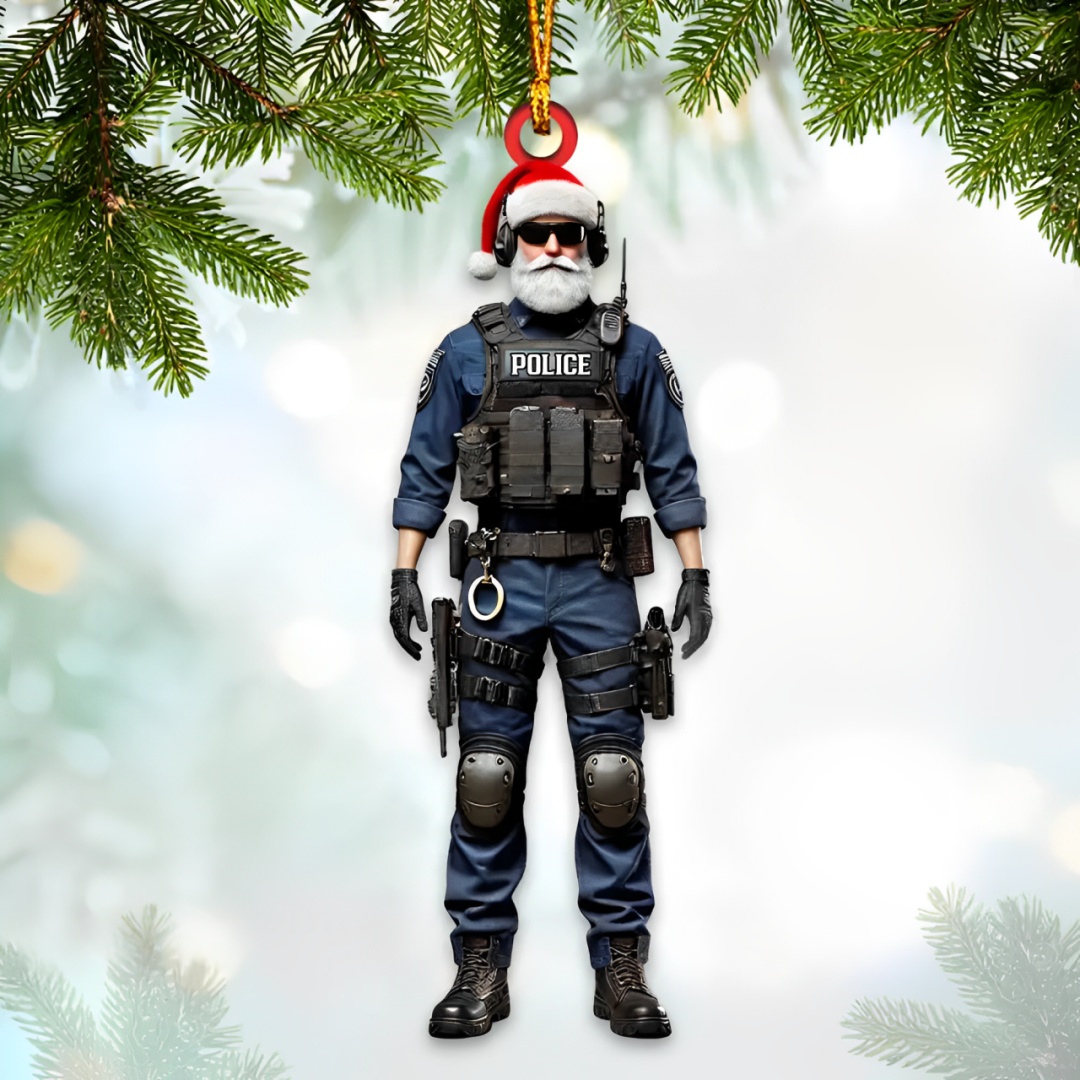 Police Santa Christmas Ornaments