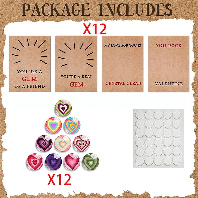 50% OFF Early Valentine's Day Promotions- 12 Pack Valentines Cards with Heart-Shape Crystals- BUY 4 GET FREE SHIPPING