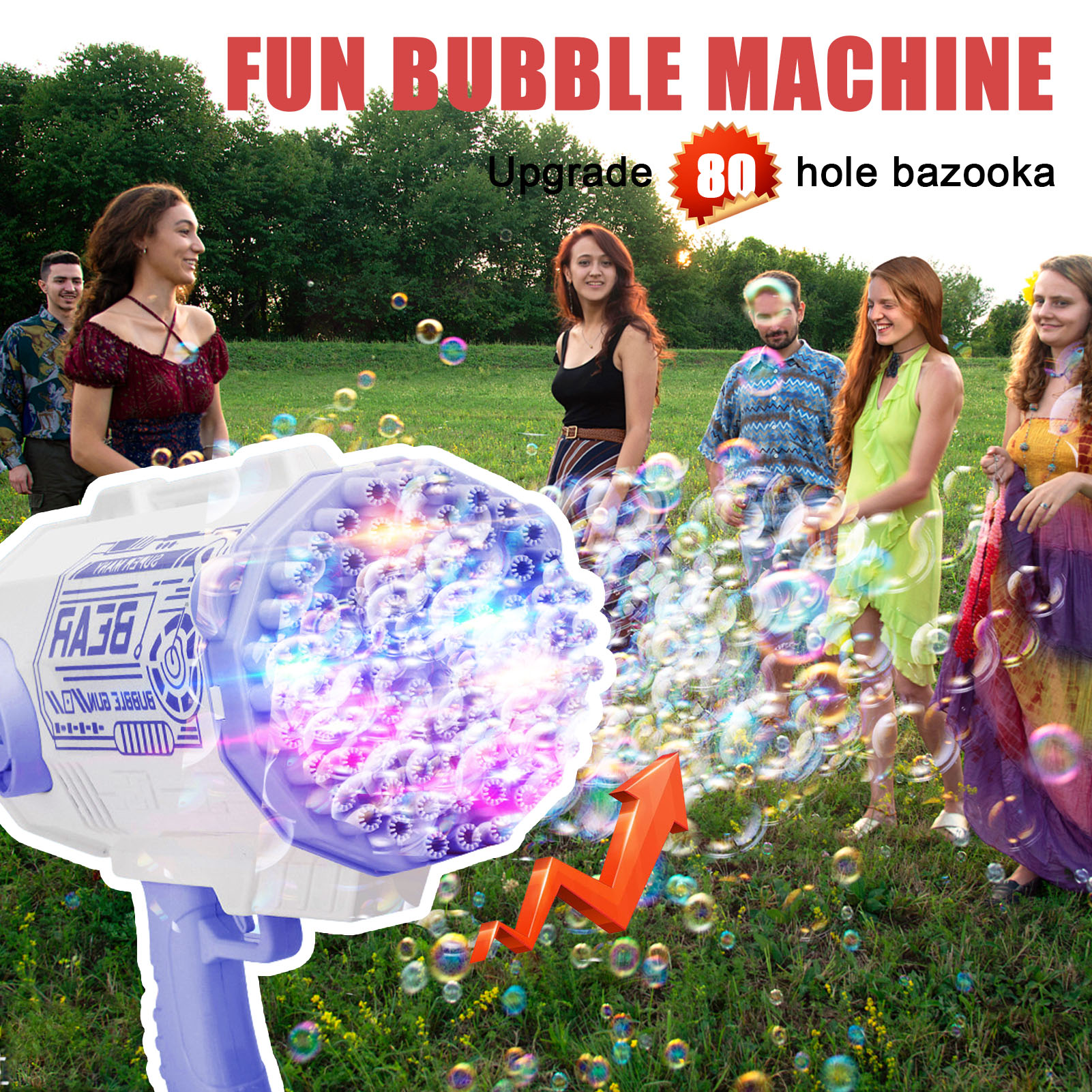 (🔥Summer Hot Sale Now-50% Off) 69 & 80-Hole Bubble Gun With Colorful Led Lights (BUY 2 GET FREE SHIPPING NOW)