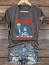 V-Neck Retro 4th Of July No Ice In The Land Of The Free Print T-Shirt