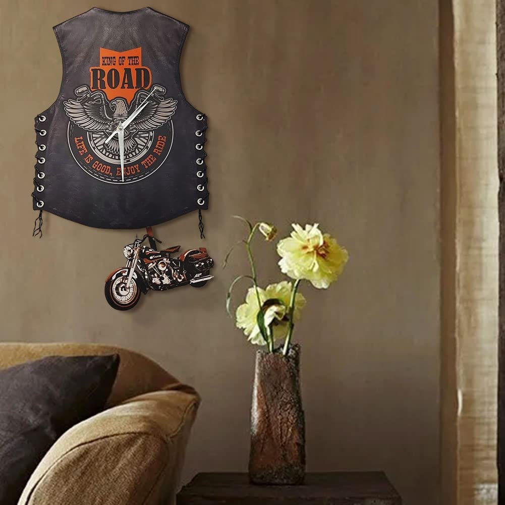 Hot Sale- 49% OFF🔥 Motorcycle Vest Mute Wall Clock 🏍️Gift for Harley Fans