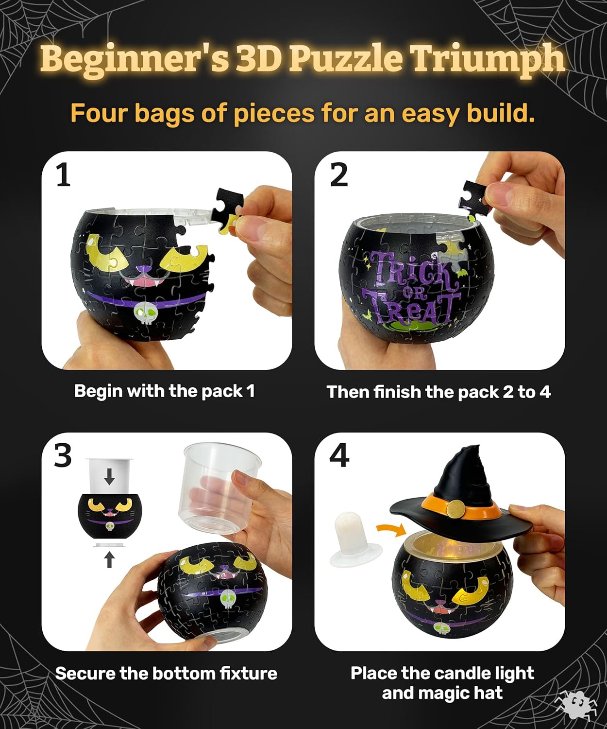 🎁TikTok Last Day Sale - 70% OFF🔥🎃LED Jack O’ Lantern Decor with Flameless Tea Lights✨BEGINNER’S 3D PUZZLE TRIUMPH