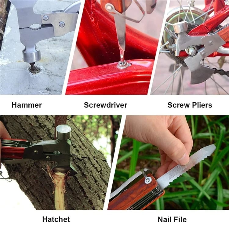 16 in 1 Multifunctional Axe Hammer Outdoor Emergency Safety Tool Saw Blade