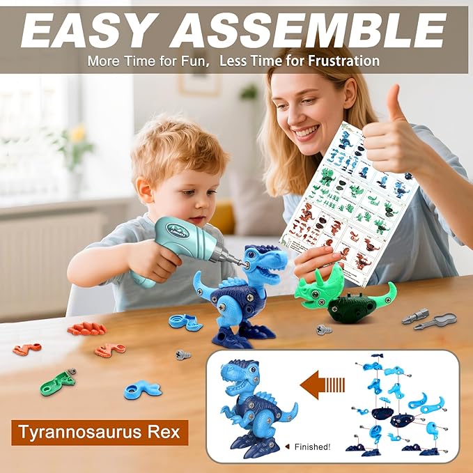 ⏰LAST DAY SALE 50% OFF💥Electric Screwdriver Dinosaur DIY Assembly Toy Kit