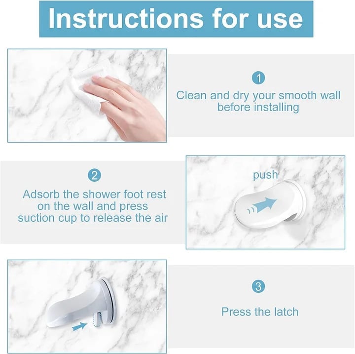 Suction Mount Shower Foot Rest - Easy Install Non Slip