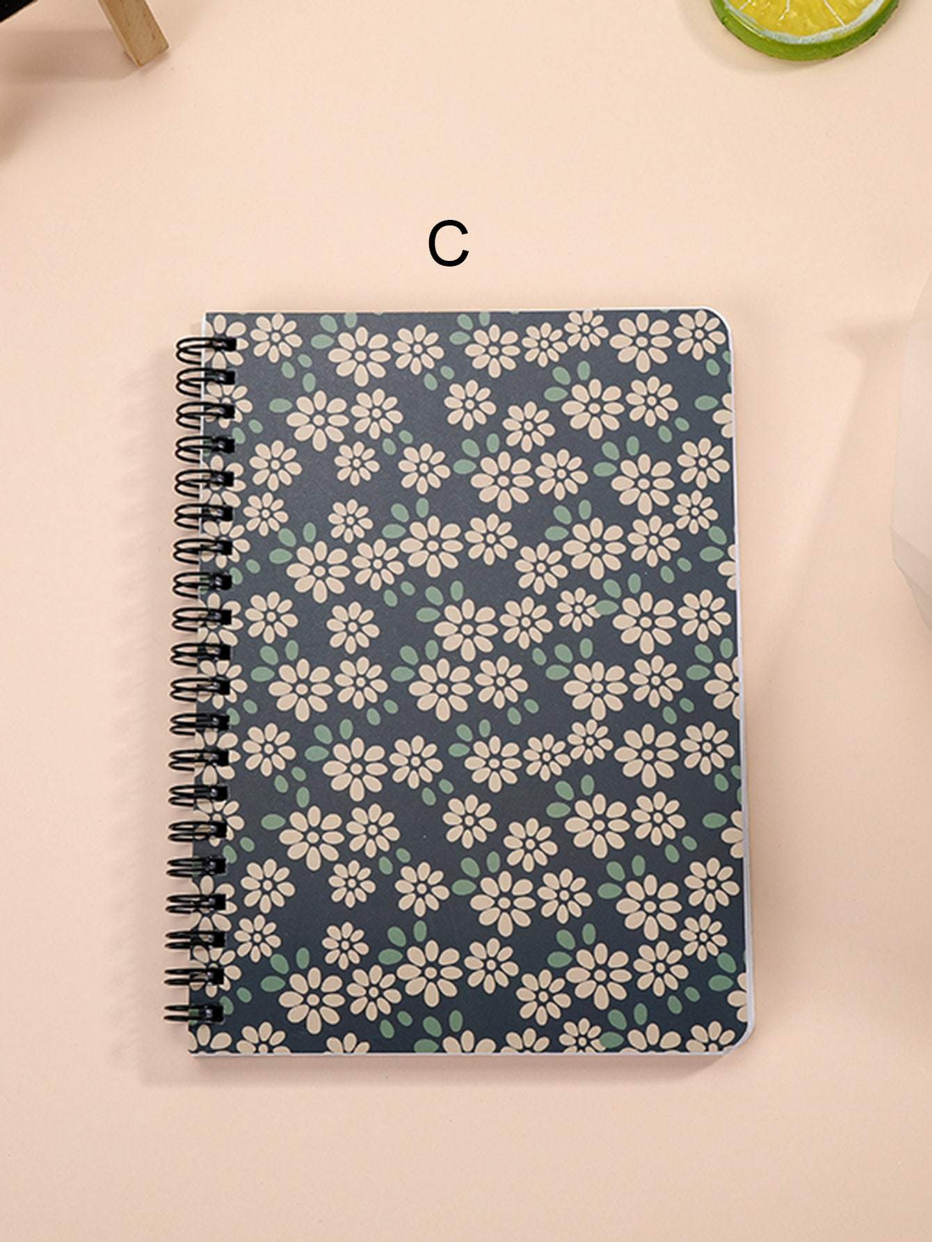 Floral Overlay Print Spiral Notebook 1pack