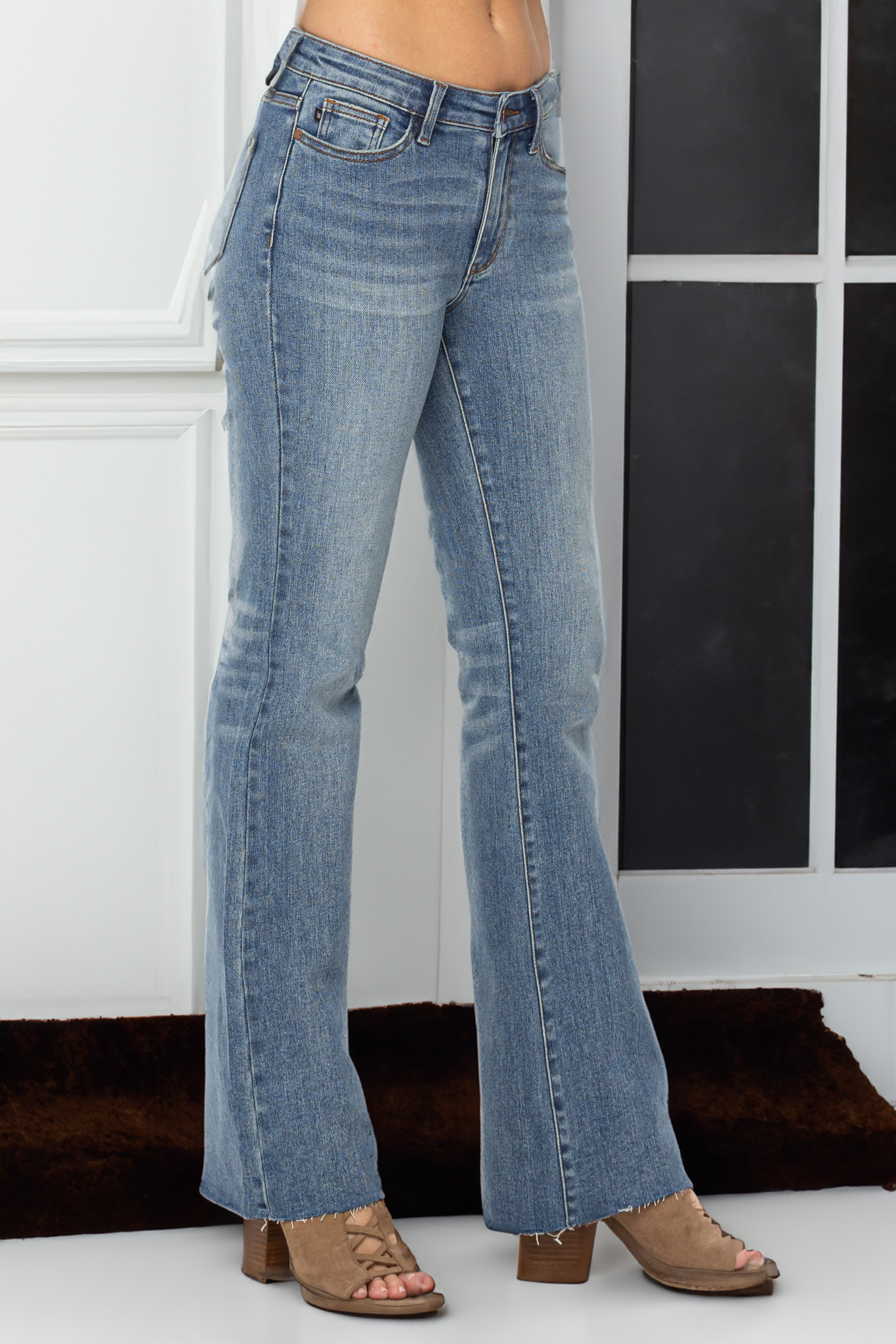 Mid-Rise Tummy Tuck Bootcut Jeans (Buy 2 Free Shipping)