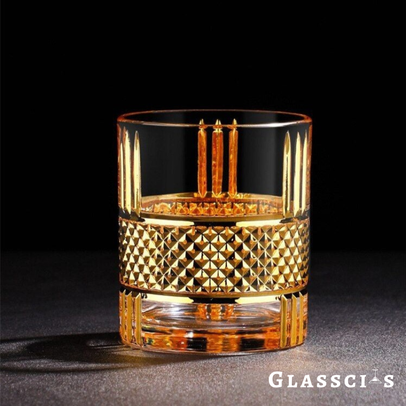 Gold Rim Old Fashioned Whiskey Glass