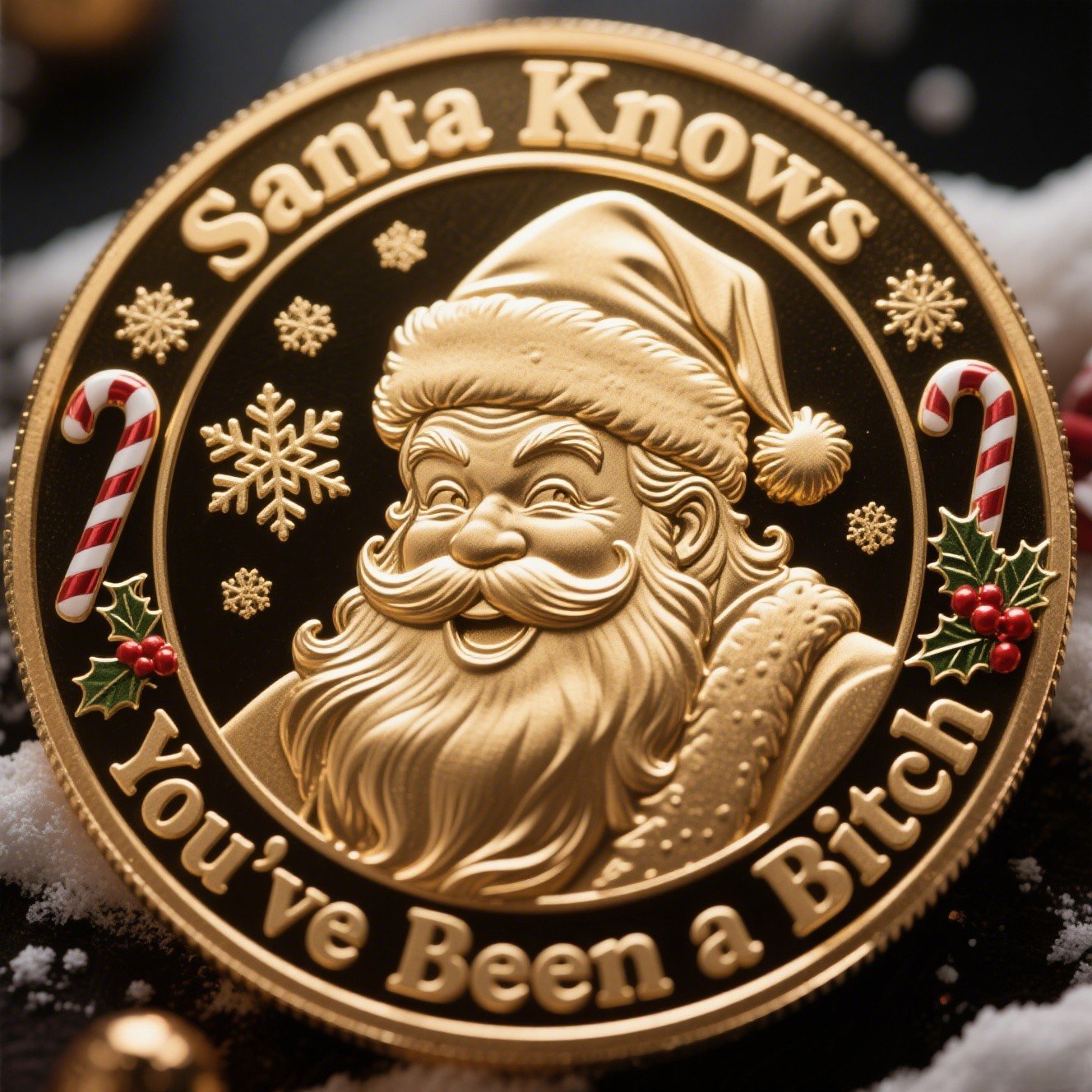 🎅Santa Knows You’ve Been a Bitch Coin – Funny Christmas Gift