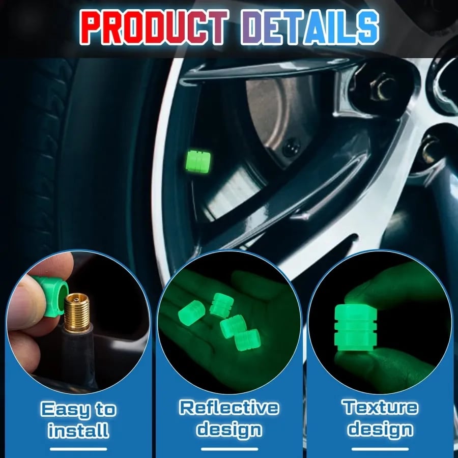 🔥Last Day Promotion 70% OFF-🔥-Glow in The Dark Valve Caps (Universal Fits Any Car)