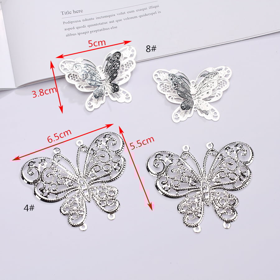 Metal hollowed-out iron flower leaf butterfly silver handcrafted ancient style costume, bridal headwear for girls, ethnic style, lamp decoration1