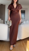 Women's V-neck Satin Waist Dress