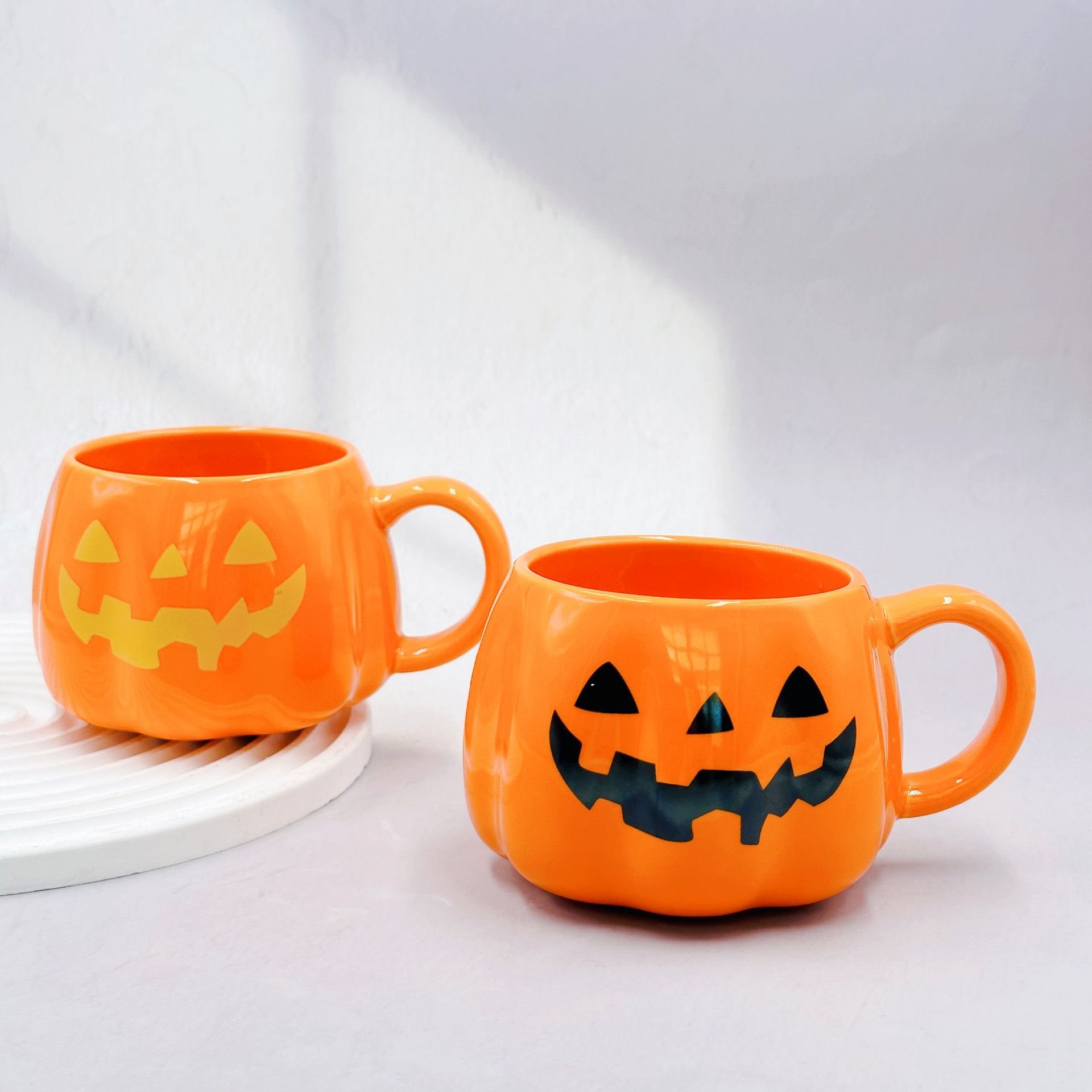 🎁TikTok Last Day Sale - 70% OFF👻Halloween Mugs Set - Black Pumpkin & White Ghost Ceramic Coffee Cups 🎃