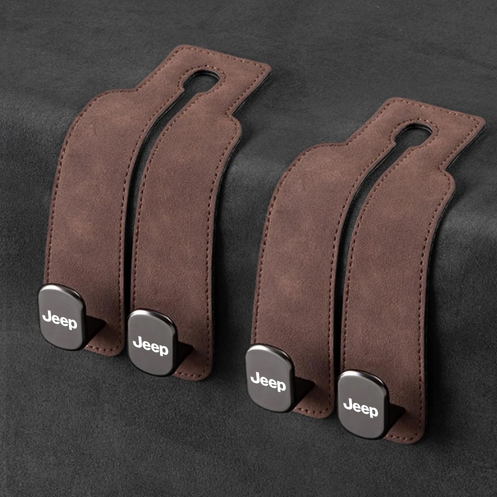 TwinHook Leather Car Headrest Hangers