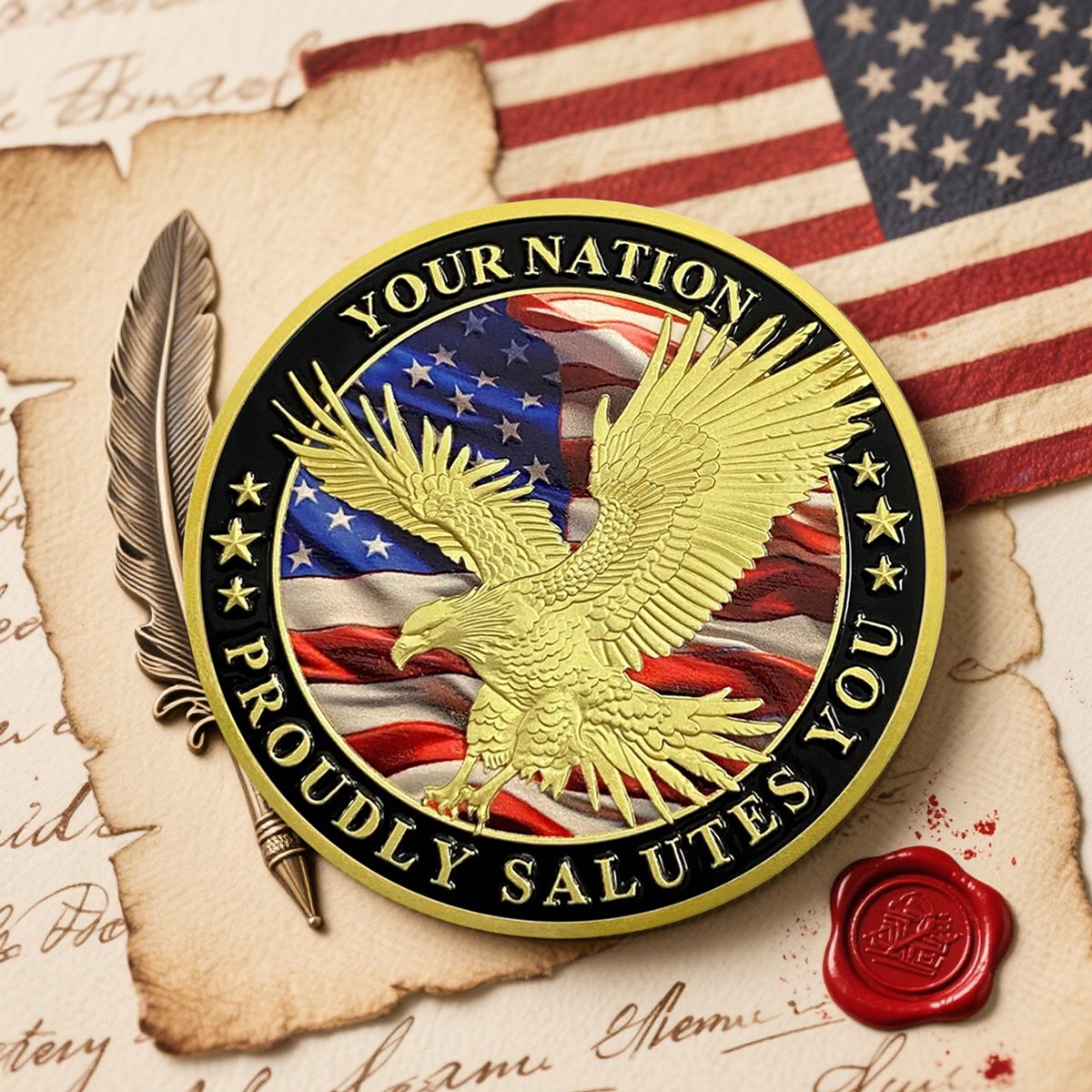 Military Veterans Challenge Coin - Your Nation Proudly Salutes You