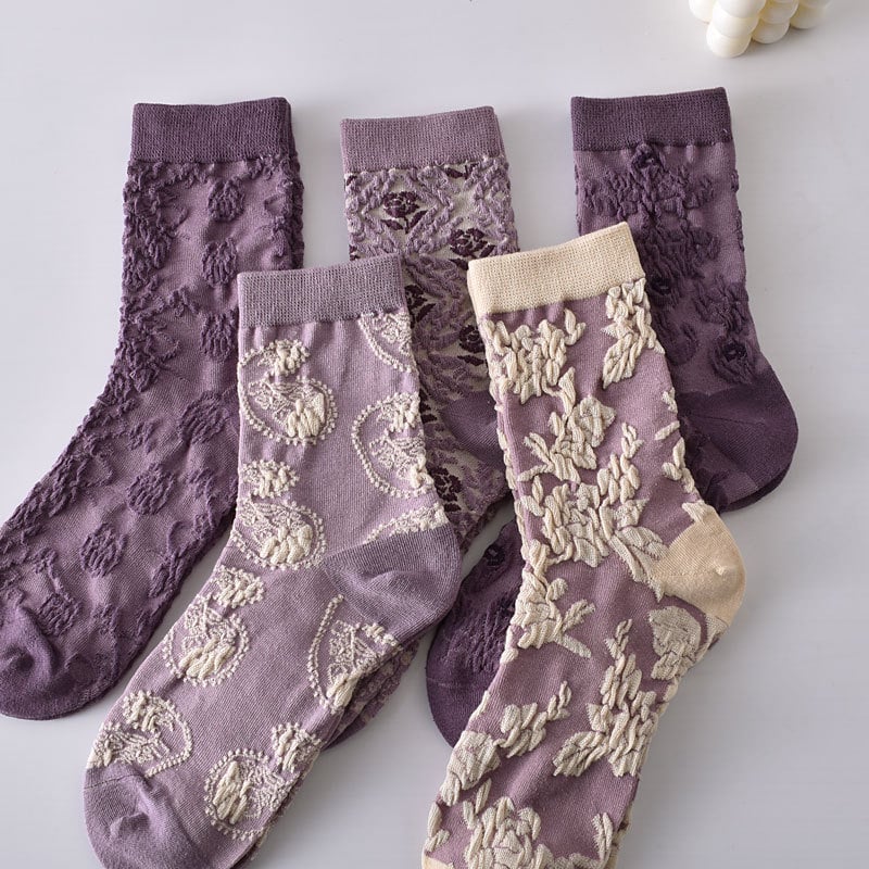 ❤️❤️This week's special Sale 48%OFF- Women's Purple Vintage Floral Cotton Socks