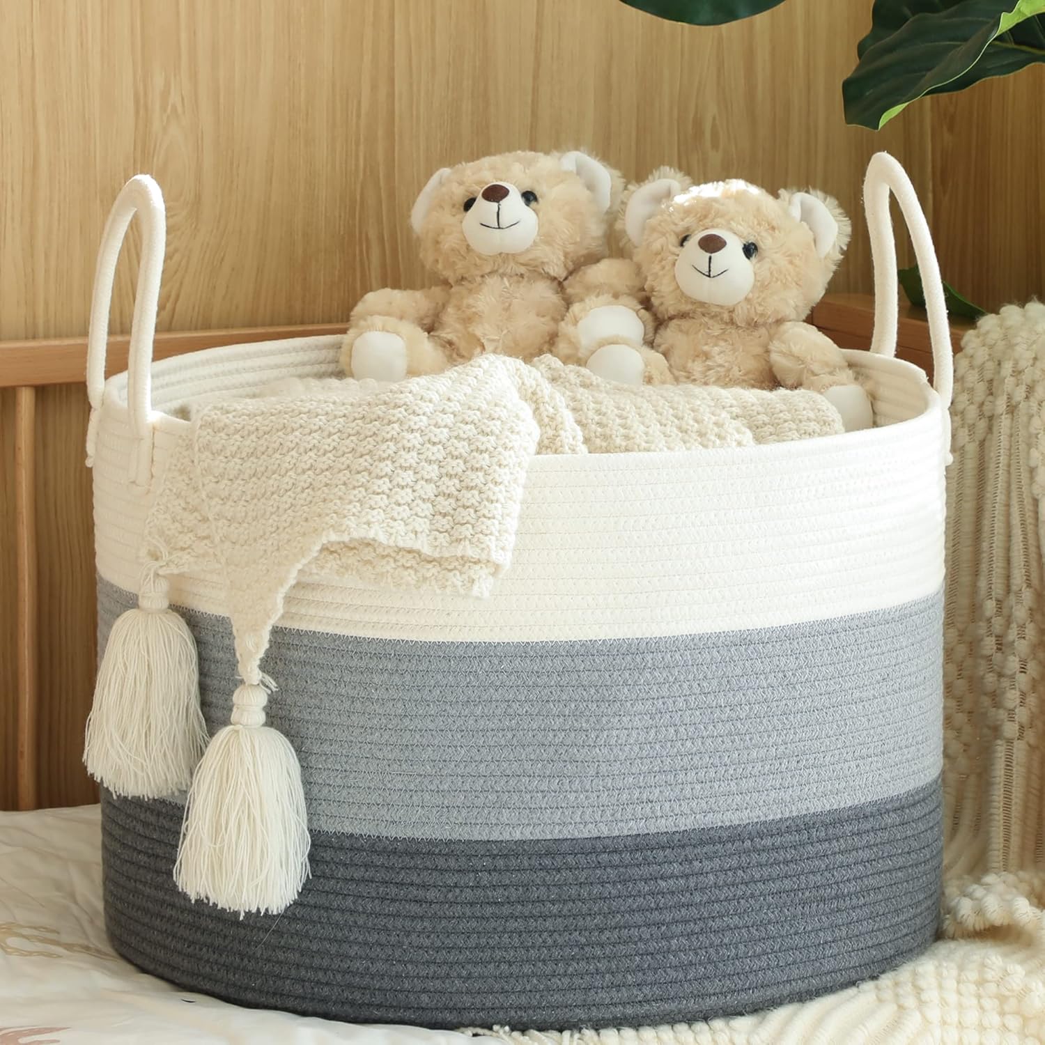 KAKAMAY Large Blanket Basket (20