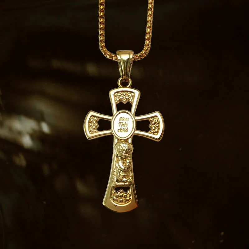 ✝️100% Handmade God Bless This Child Cross Prayer Necklace(𝐉𝐚𝐜𝐤 𝐌𝐢𝐥𝐥𝐞𝐫 𝐇𝐚𝐧𝐝𝐦𝐚𝐝𝐞®)