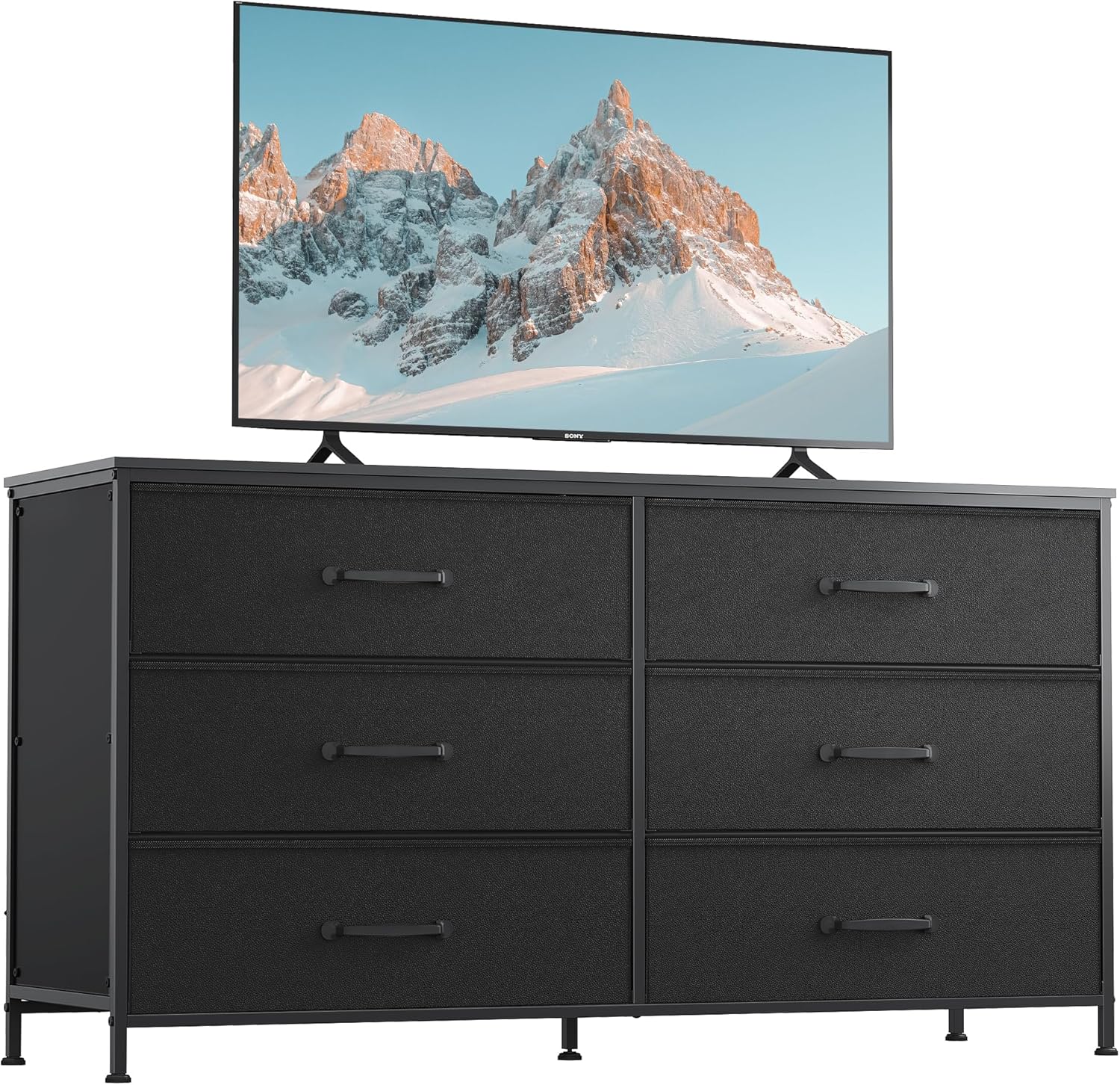 WLIVE Wide Fabric Dresser, 6 Drawer Dresser TV Stand for 60