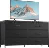 WLIVE Wide Fabric Dresser, 6 Drawer Dresser TV Stand for 60