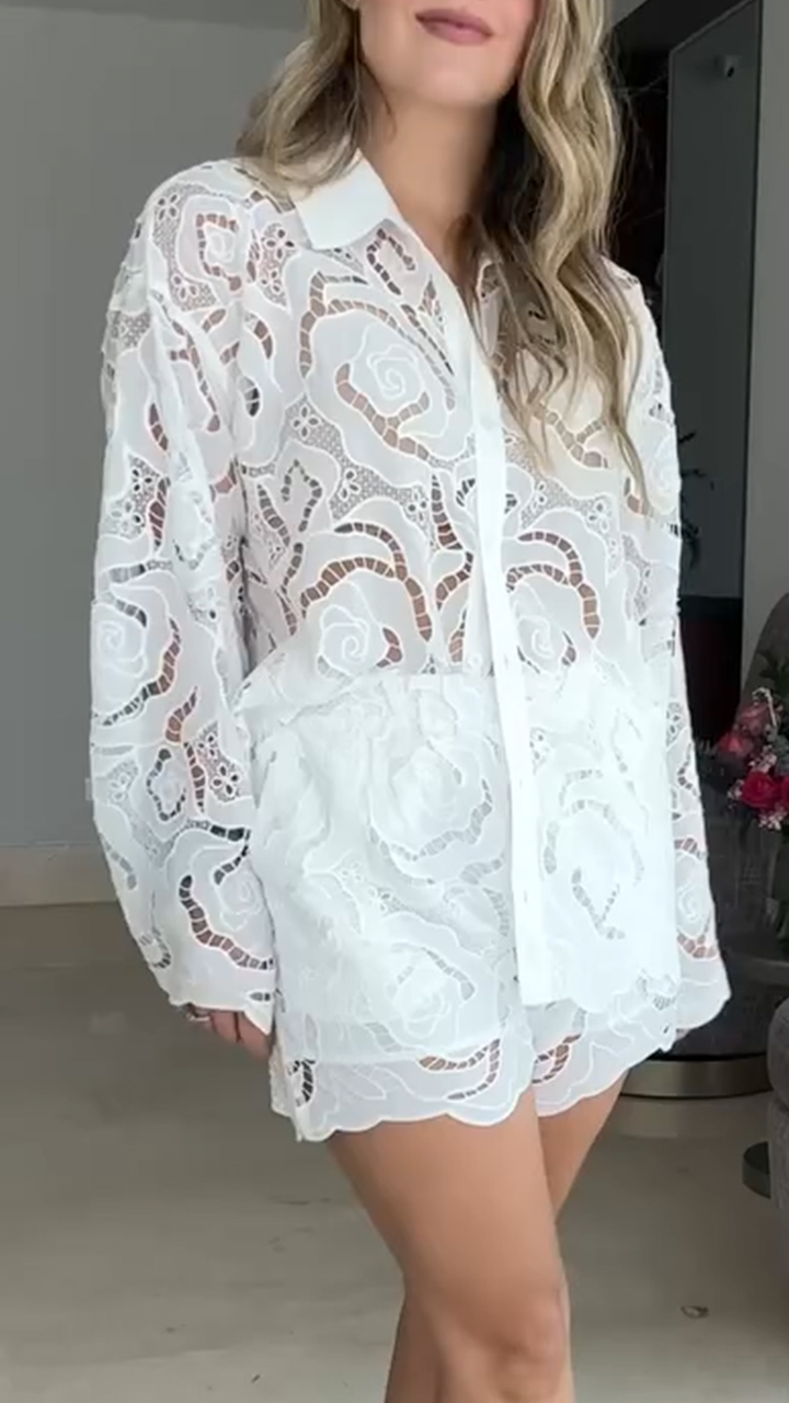 Women's Lapel Hollow Casual Suit