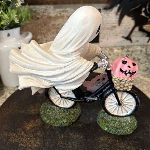 🚴‍♂️✨Halloween Limited-Ghost on bike with pink pumpkin 🎃👻