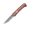 Exquisite Handcrafted Stainless Steel Pocket Knife with Wooden Handle and Damascus Blade