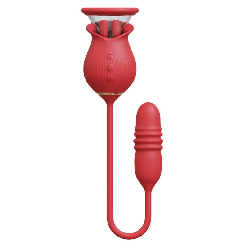 Double Tongue Swinging Rose Clit Sucker & Thrusting Vibrator