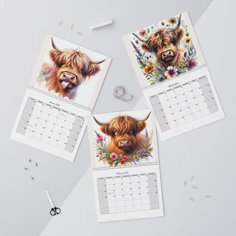 🔥Last Day Promotion 70% OFF🐮Highland Cow Calendar 2026