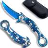 Blue Dragon Knife Dark Side-9Cr18Mo BLADE Pocket Folding Knife With Sheath
