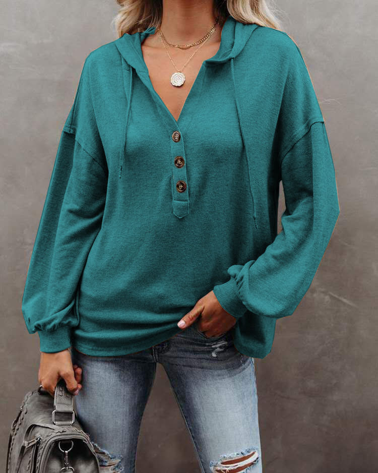 [Last Day Promotion 49% OFF] Vintage Solid Color Buttoned Sweatshirt