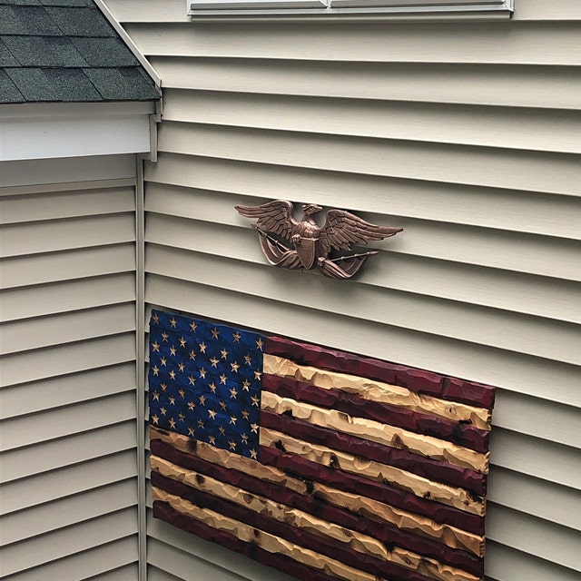 🔥Handmade American Eagle (w/ flag and crest) Indoor/Outdoor Wall Hanging
