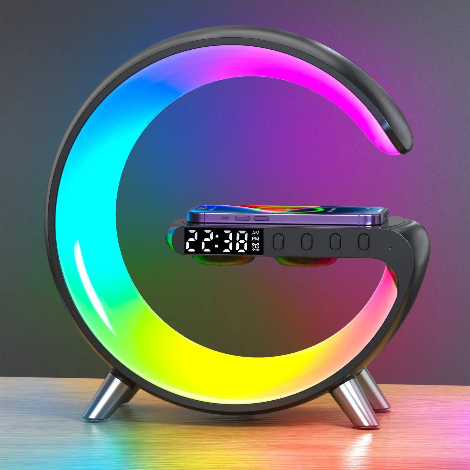 🎄Christmas Sales - 50% OFF🎅Multifunctional Bluetooth Speaker-Colorful Atmosphere Light Wireless Charging and Clock All-in-one Machine