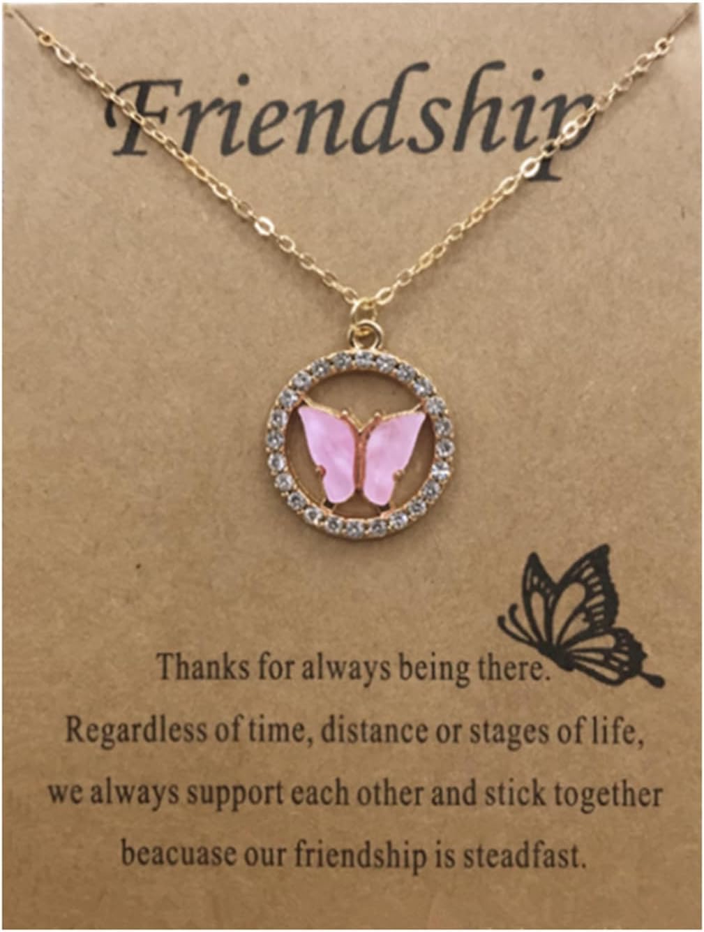 Colorful Acrylic Butterfly Pendant Necklace Bohemian Adjustable Retro Card Clavicle Chain Insect Animal Necklace for Women Girl Teen Friend Friendship Party Jewelry Gift