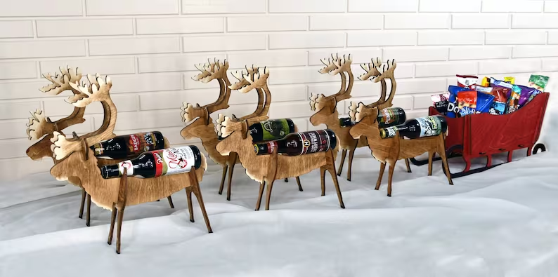 🎄🎅Christmas Presale - 49% OFF-🦌🛷Deer And Sleigh Beer Holder - Perfect Christmas Gift