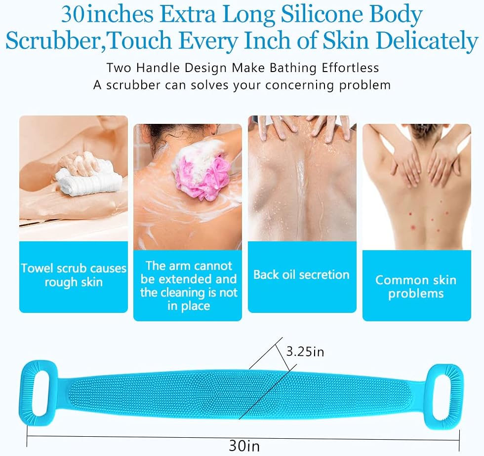 Silicone Back Scrubber for Shower, Handle Body Washer