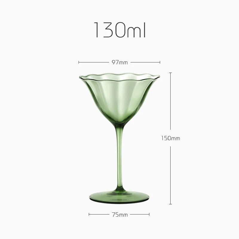Vintage Green Flower Wine Glasses