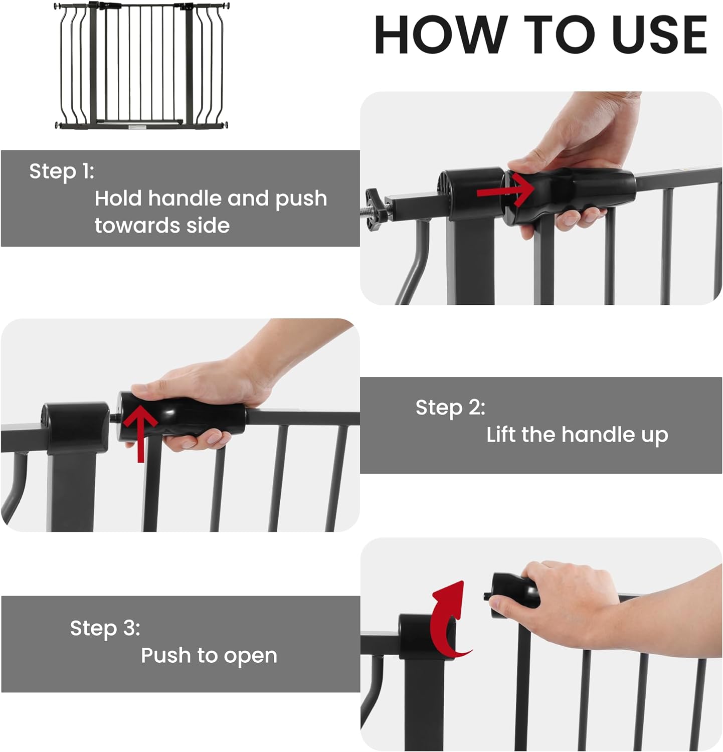 BalanceFrom Easy Walk-Thru Safety Gate for Doorways and Stairways with Auto-Close/Hold-Open Features, 30-Inch Tall, Fits 29.1 - 33.8 Inch Openings, Graphite