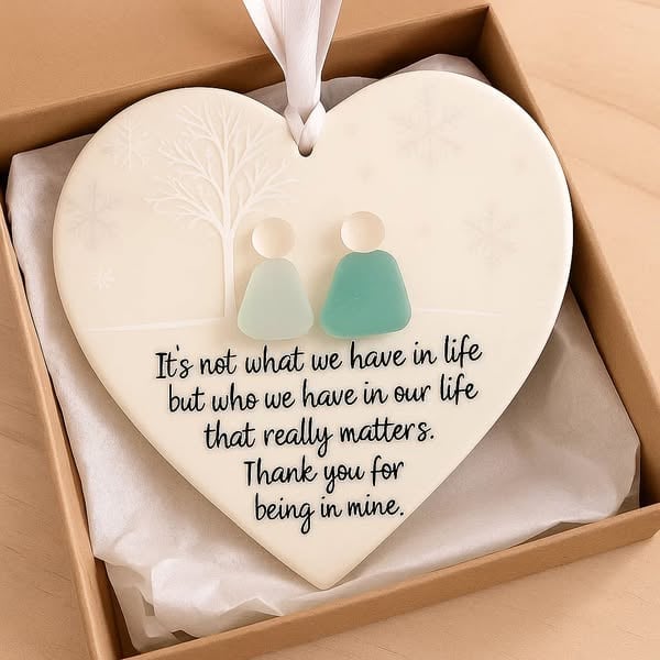 🌊Heart-Shaped Sea Glass Friendship Decor✨ Shaped by Nature & Crafted by Hand💝