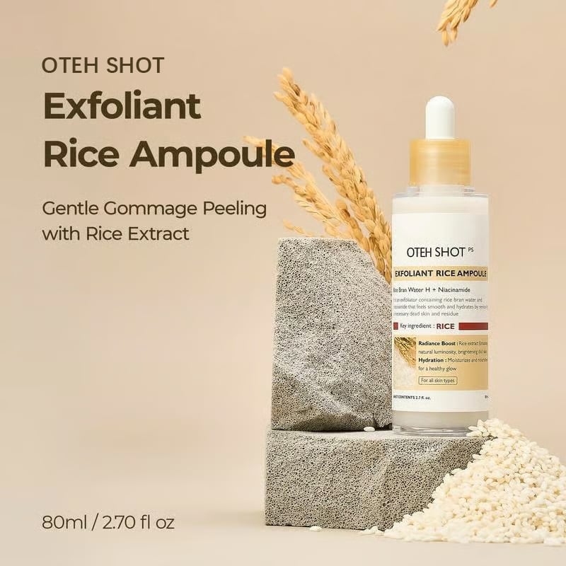 💥OTEH Shot Glow Rice Ampoule Duo - Serums for Brightening, Exfoliating, and Moisturizing🌾