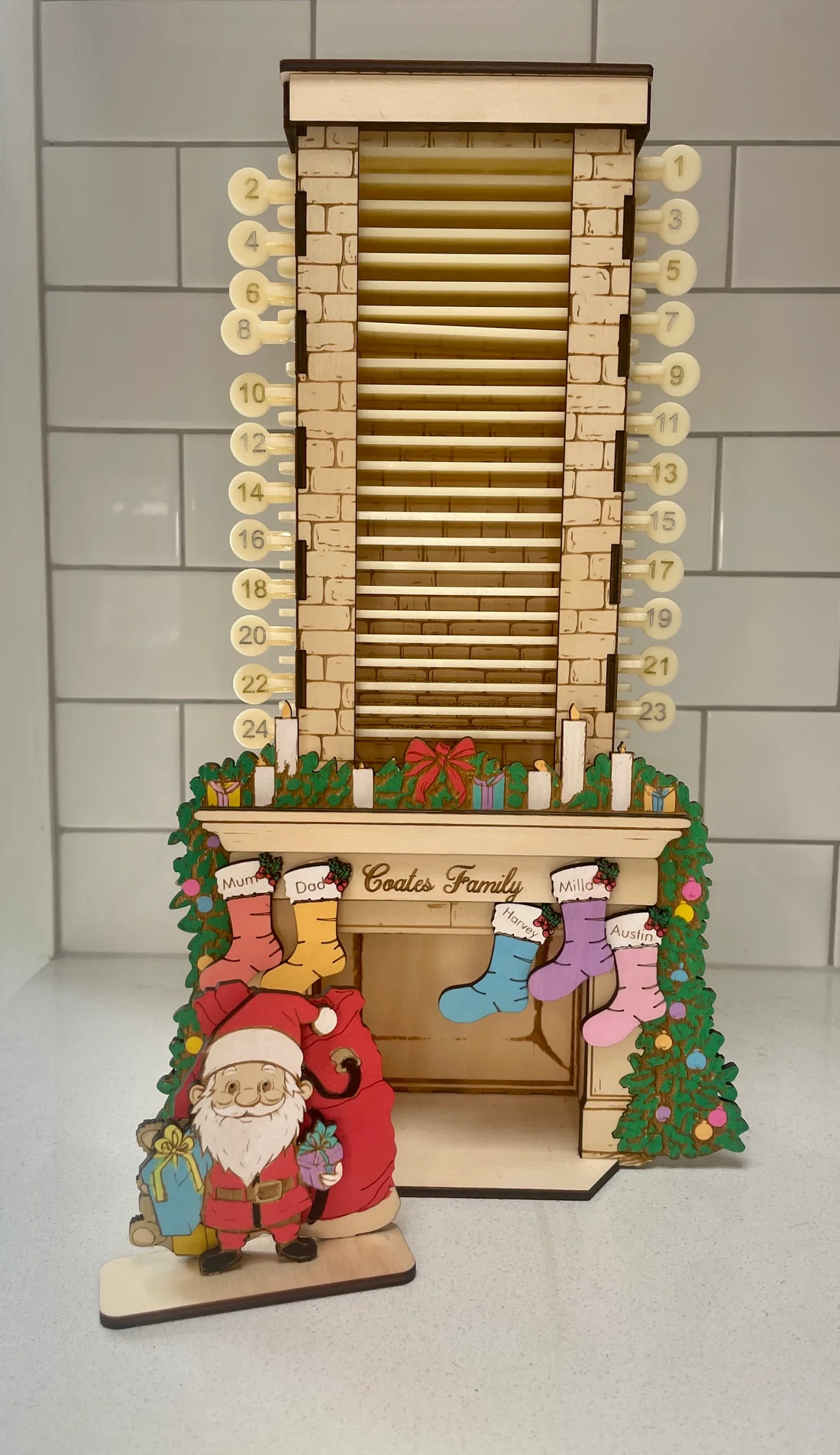 🎁2024 AVAILABLE! Christmas Countdown Advent Calendar - Santa down the chimney