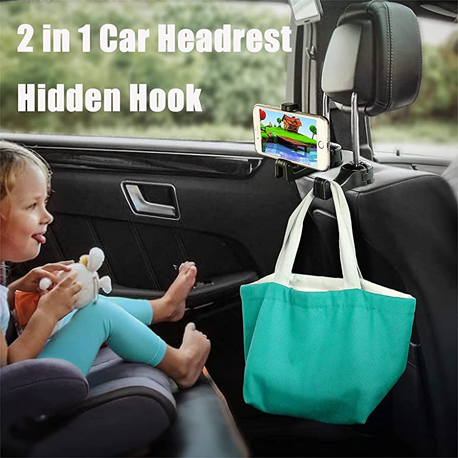 (Last Day Promotion - 50% OFF) 2 In 1 Car Seat Hook With Phone Holder, Buy 5 Get 3 Free & Free Shipping