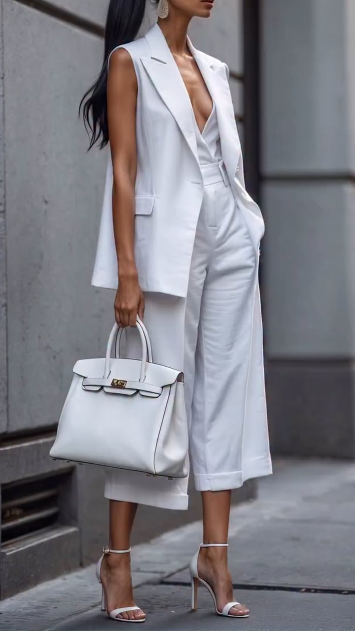 Women's Collar Vest+pants Commuting Style Set