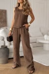 Ladies' Round Neck Top and Pants Casual Suit