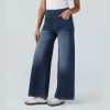 📢Letzter Tag: 49% Rabatt🏆Damen High-Waist Baggy Weite Bein Stretch Strick-Jeans – Bequeme Casual Denim