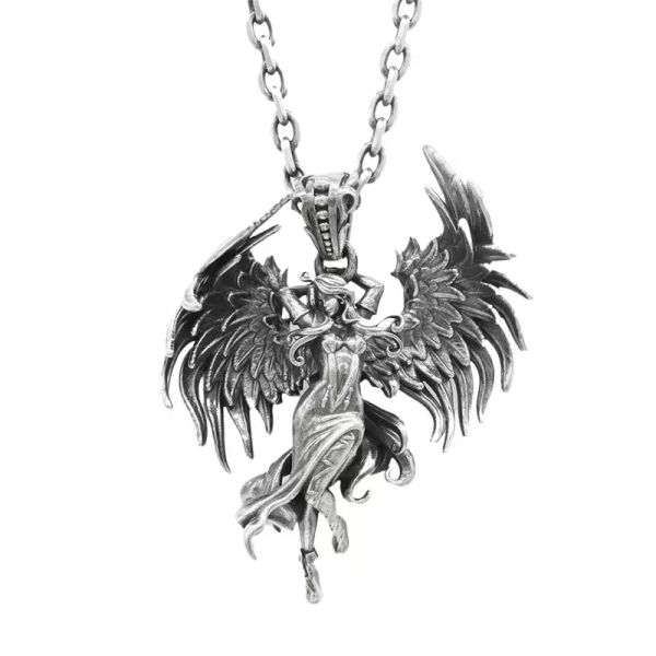 Sterling Silver Guardian Angel Pendant Necklace